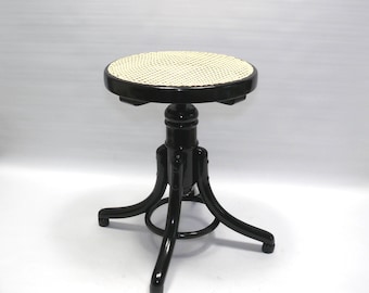 Piano stool with Viennese wickerwork, Gebr. Thonet - around 1900