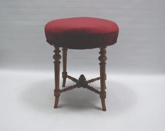 Antique stool / piano stool - upholstered, probably France - Napoleon III, circa 1880
