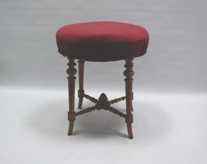 Antique stool / piano stool - upholstered, probably France - Napoleon III, circa 1880