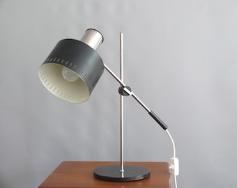 Vintage table lamp, original 1960s - metal, black - chrome