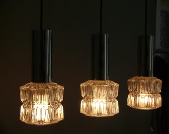 Mid-century triple pendant light, cascade lamp, Space Age, 1960s