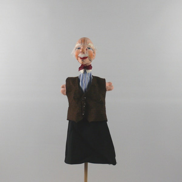 Original DresdnerKünstlerpuppe / Handpuppe - Großvater, 1970er Jahre