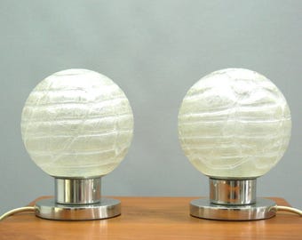 1 pair of ice glass table lamps, Doria, Space Age - 1970s