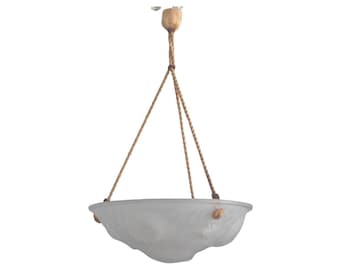 French Art Deco glass pendant light with rope suspension in the Muller Frères style, 1920s - 1930s