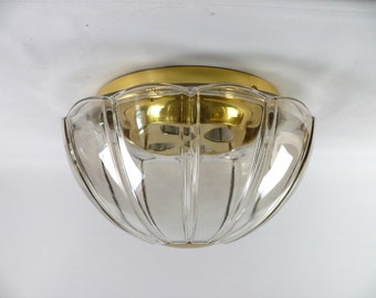 Glashütte Limburg, ceiling wall light, brass - glass, 1960s