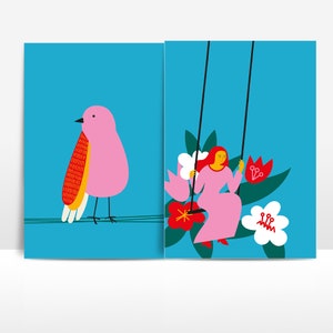 2 x illustration cards