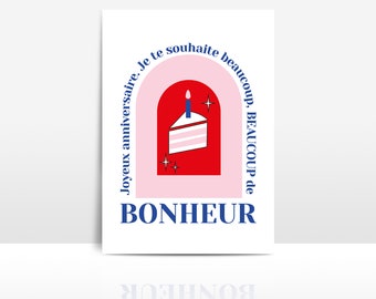 carte anniversaire gâteau bonheur jouyeux anniv