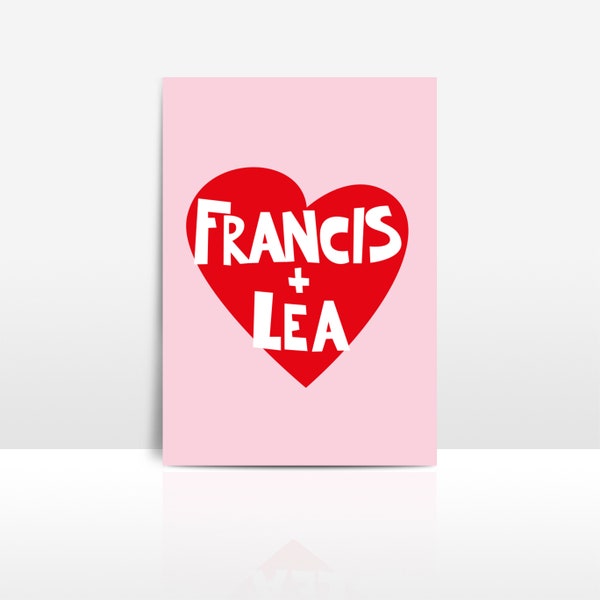 personalize names couple love card saint valentin | personnaliser les noms de la carte pour couple | custom heart couple valentine's day