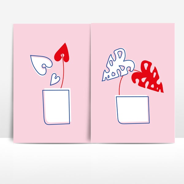 2 x botanical pink cards