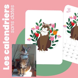 Perpetual calendar for desk or personalized decoration illustrations pet animals | Perpetual calendar illustrations pet animals desk