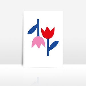 Illustration greeting card with tulips flowers / carte de vœux illustration tulipes fleurs