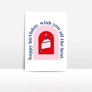 birthday card with cake illustration wish you all the best
