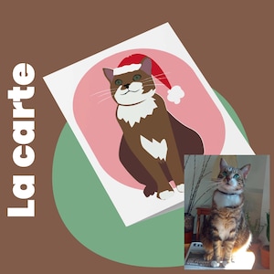 Custom card with your pet cat, dog, bird illustration | Customizable greeting card with your pet cat dog