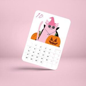 Calendrier 2024 pour bureau chevalet bois illustration chat rose calendar desk cat illustration for 2024 image 6