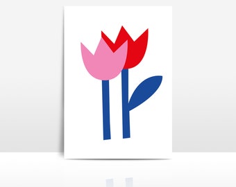 Illustration greeting card two tulips / greeting card illustration two tulips