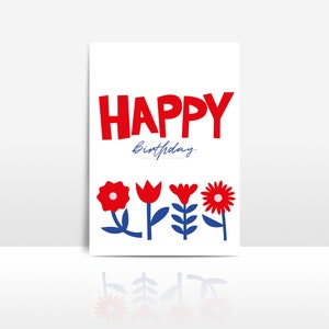 Happy birthday card flowers illustration