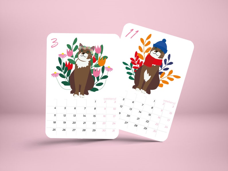 Personalized calendar with illustration of YOUR pet Custom a calendar with illustration of YOUR pet animal image 2