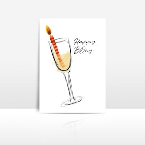 Birthday card for white wine or prosecco lovers / Carte d'anniversaire pour ceux qui aiment le vin blanc pétillant ou le prosecco