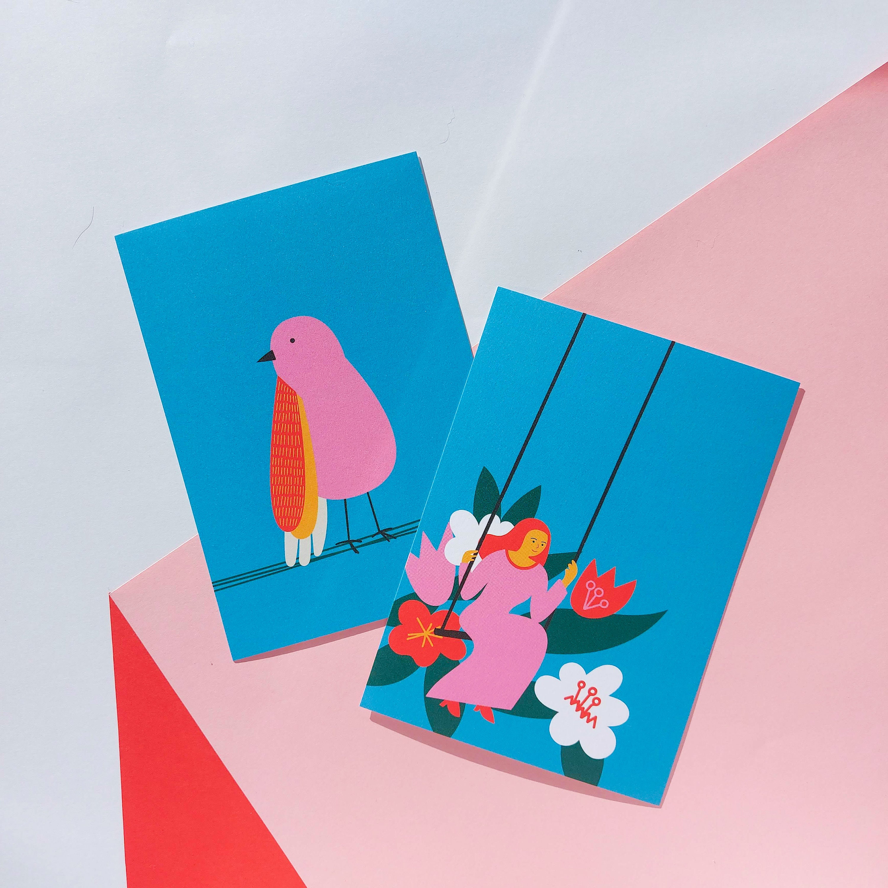 2 X Illustration Cards