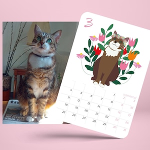 Personalized calendar with illustration of YOUR pet Custom a calendar with illustration of YOUR pet animal image 1