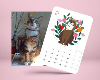 Personalized calendar with illustration of YOUR pet | Custom a calendar with illustration of YOUR pet animal