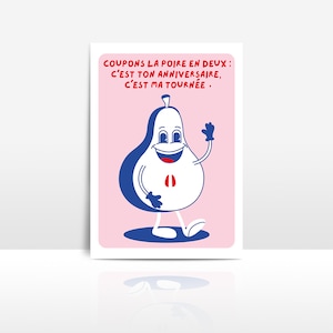 Birthday card word game pear French expression funny humor