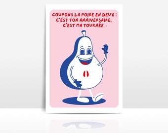 Carte anniversaire jeu de mots poire expression française humour drôle