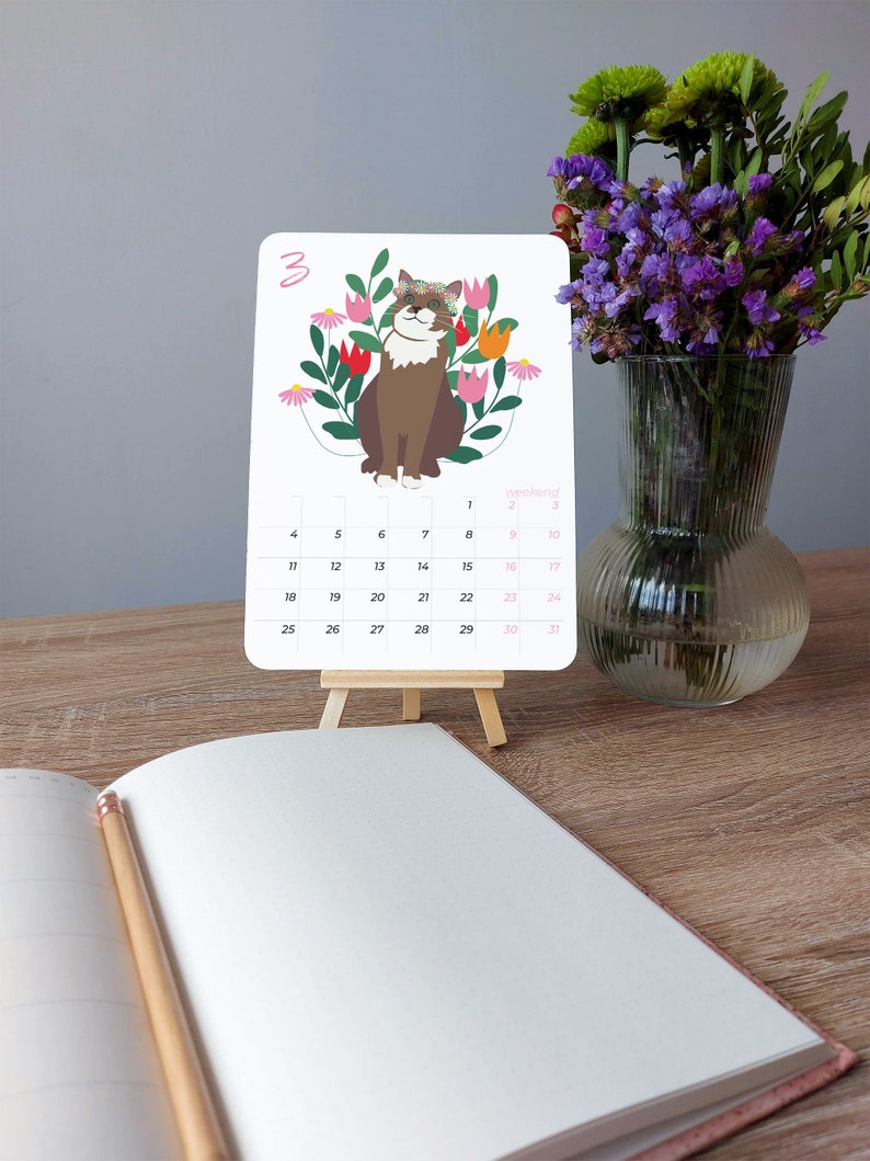 Personalized calendar with illustration of YOUR pet Custom a calendar with illustration of YOUR pet animal image 4