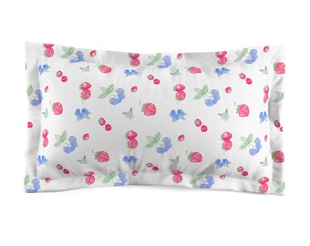 Fruit Pillow Cover, Summer Fruit, Farmers Market, Coquette Bedding Cherry Strawberry Blueberry Blackberry, Colorful Pillow Sham