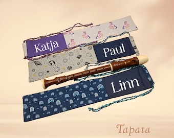 Sonderverkauf, Flötentasche mit Namen, Flötenbeutel - Diverse Motive (1-lagig & Fach)