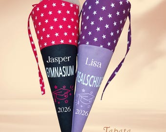 School cone for the transition to 5th grade - Gymnasium (academic high school), Realschule (intermediate school), customizable with name