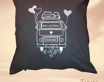 Wedding pillow, wedding - camper, caravan personalized with name / wedding date (1 or 2 pieces)