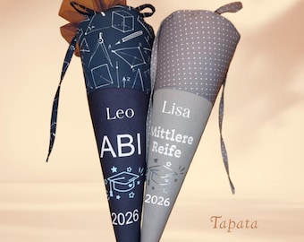 High school graduation 2026, secondary school leaving certificate 2026 - graduation cone/school cone with various designs
