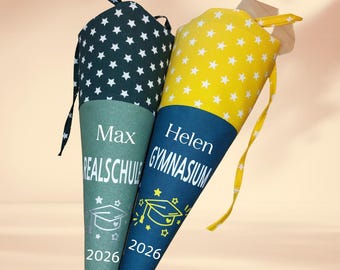 School cone for the transition to 5th grade - Gymnasium (academic high school), Realschule (intermediate school). Personalizable with name.