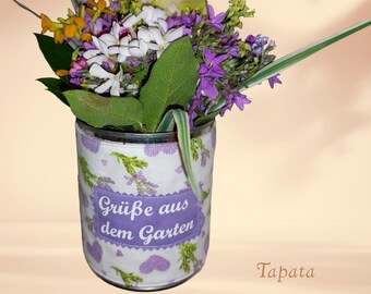 Dosenkleid, Dosenverschönerung, Dosenverkleidung - Lavendel Spruch Personalisierbar