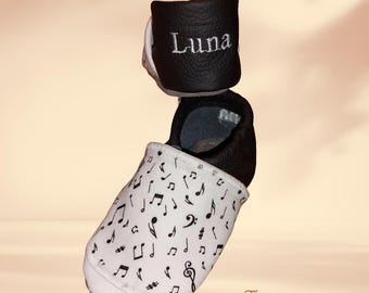 Babyschuhe mit Namen, Lederschuhe - Kleine Musiker personalisierbar