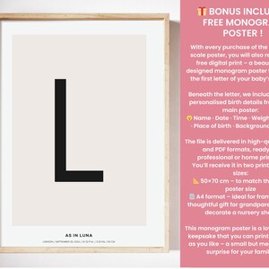 Custom Baby Birth Poster | 1:1 Scale Newborn Art Print (Digital) image 7