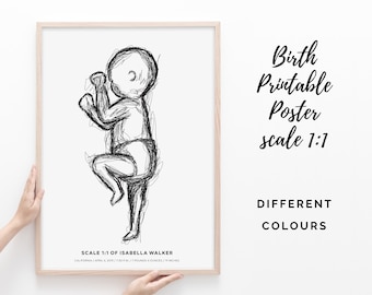 Birth Poster in scale 1:1 | Baby Poster | Custom Birth Poster | Personalized Birth Poster