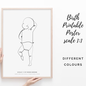 Geburtsposter im Maßstab 1:1 | Baby Poster | Geburtsposter | Personalisiertes Geburtsposter | Digitale Datei