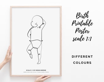 Birth Poster in scale 1:1 | Baby Poster | Custom Birth Poster | Personalized Birth Poster | Digital File