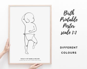 Baby Birth Poster 1:1 Scale | Personalized Newborn Printable | Stats Poster | Custom Digital File Gift