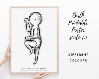 Birth Poster in scale 1:1 | Baby Poster | Custom Birth Poster | Personalized Birth Poster | Digital File