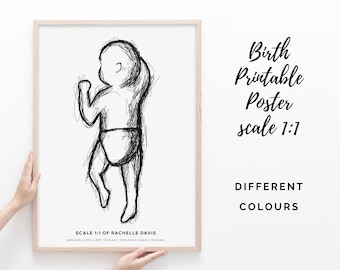 Birth Poster in scale 1:1 | Baby Poster | Custom Birth Poster | Personalized Birth Poster | Digital File