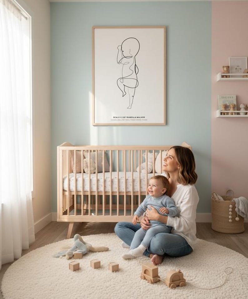 Custom Baby Birth Poster | 1:1 Scale Newborn Art Print (Digital) image 9