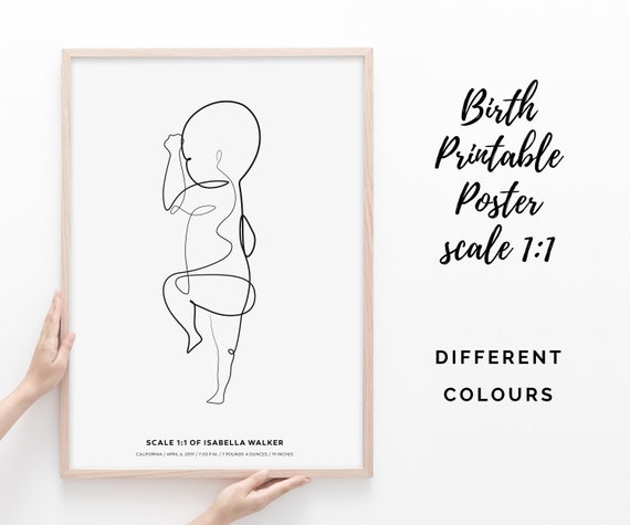 Birth Poster in scale 1:1 | Baby Poster | Custom Birth Poster | Personalized Birth Poster | Stats Poster