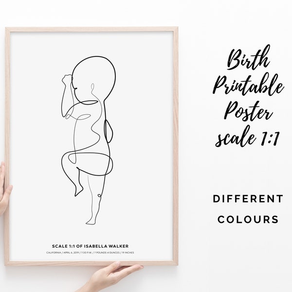 Birth Poster in scale 1:1 | Baby Poster | Custom Birth Poster | Personalized Birth Poster | Digital File