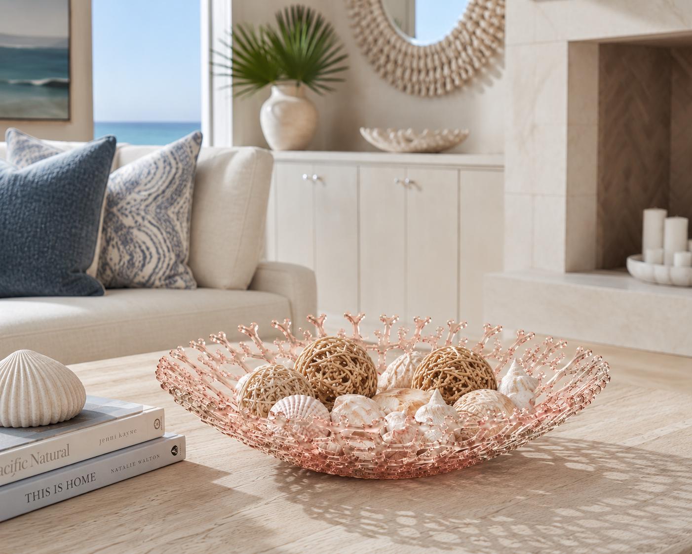 天然石 フォッシルコーラル お皿 カービング お花模様⭐️2822 Coral