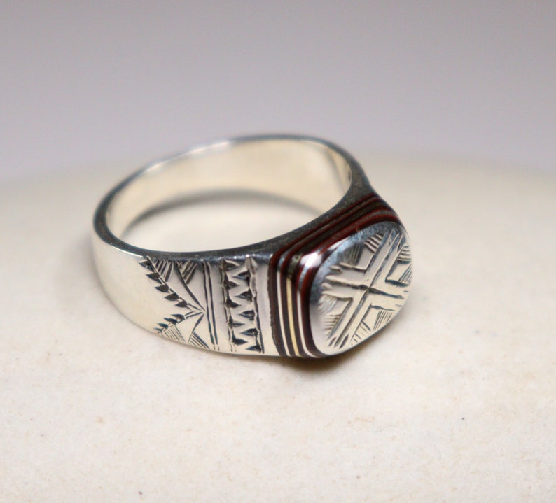 925 Silver /& Ebony Ring US Size 11 12 Tribal Ring Authentic Ring Ethnic Ring Engraved Ring Oriental Ring Bohemian Ring