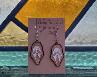 Ghost Face Birch Earrings