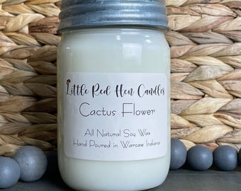 Cactus Flower Aromatherapy Candles | All-Natural Soy Wax & Dried Flowers | Essential Oil Infused | Toxin Free Candle